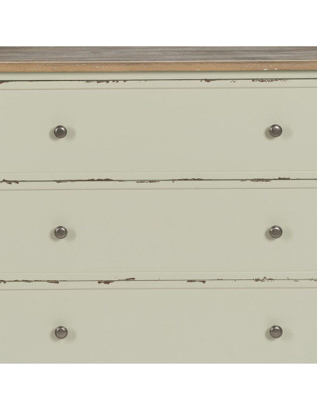 Commode vintage 3 tiroirs en Bois de sapin Beige Vieilli Naturel Kamira - 5