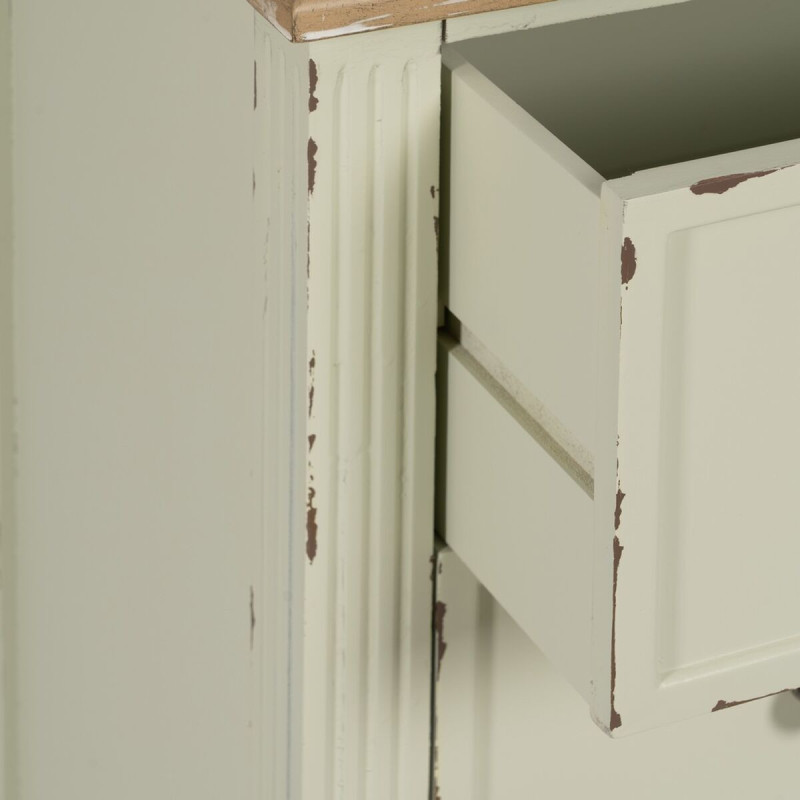 Commode vintage 3 tiroirs en Bois de sapin Beige Vieilli Naturel Kamira - 6