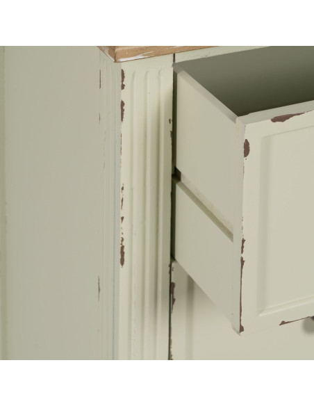 Commode vintage 3 tiroirs en Bois de sapin Beige Vieilli Naturel Kamira - 6