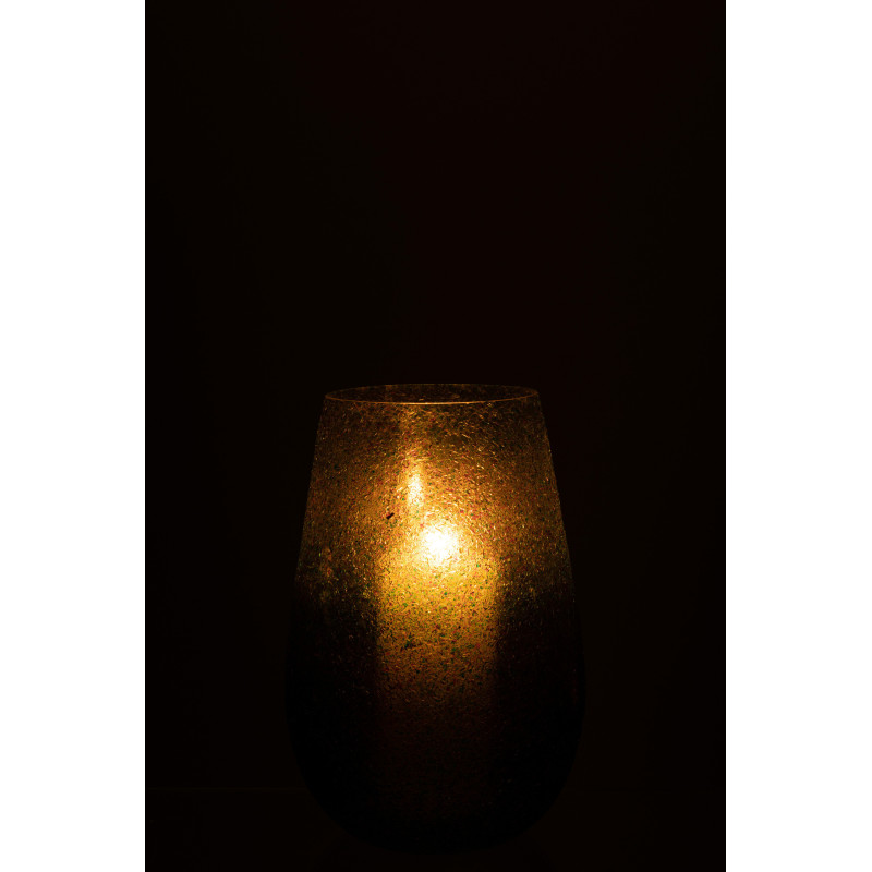 Photophore Ovale Tom Diamètre 15 cm en Verre Vert Effet paillettes - 3