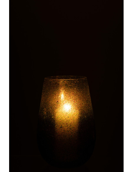 Photophore Ovale Tom Diamètre 15 cm en Verre Vert Effet paillettes - 3