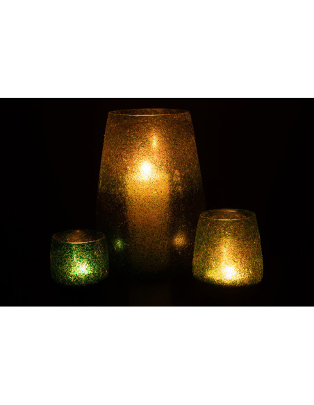 Photophore Ovale Tom Diamètre 15 cm en Verre Vert Effet paillettes - 6
