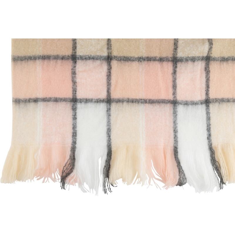 Plaid 130x180 Harmony en Polyester Rose Motif carreaux avec franges - 2