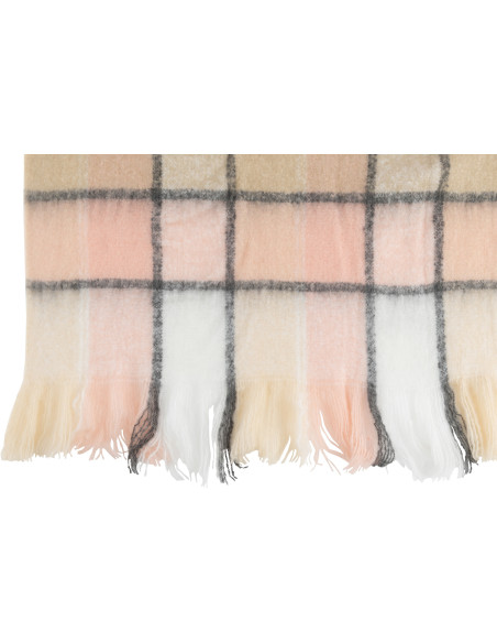 Plaid 130x180 Harmony en Polyester Rose Motif carreaux avec franges - 2