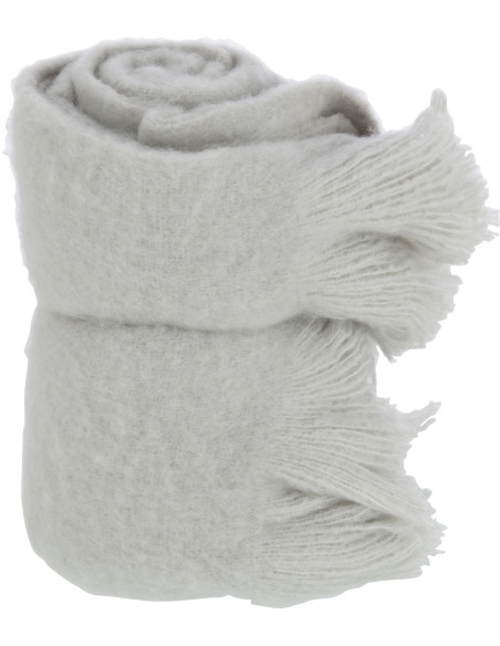 Plaid 130x180 Scarf en Polyester Gris clair avec franges - 1