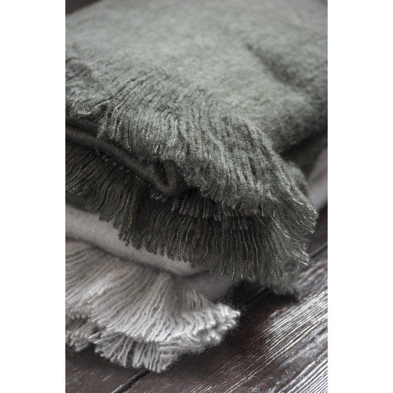 Plaid 130x180 Scarf en Polyester Gris clair avec franges - 2