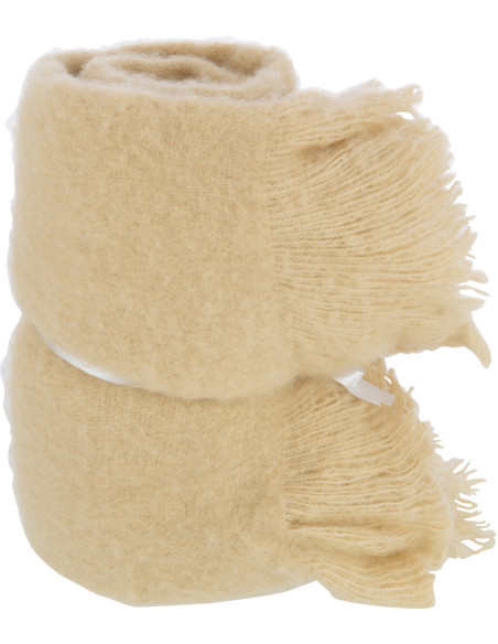 Plaid 130x180 Scarf en Polyester Beige avec franges - 1