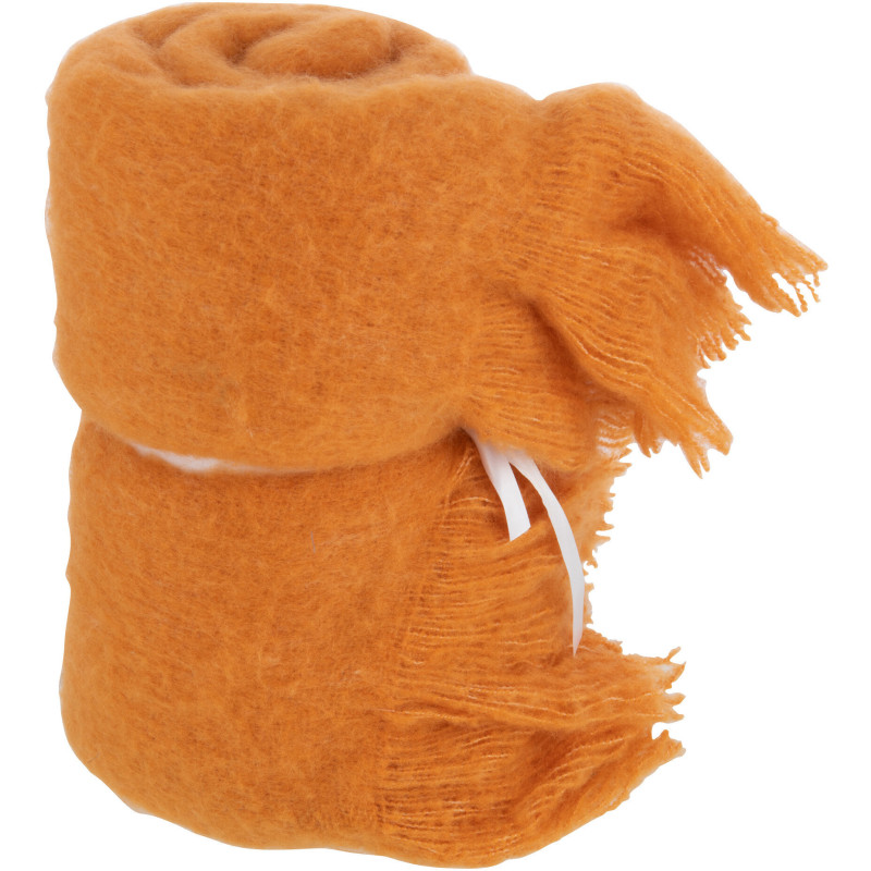 Plaid 130x180 Scarf en Polyester Orange avec franges - 1