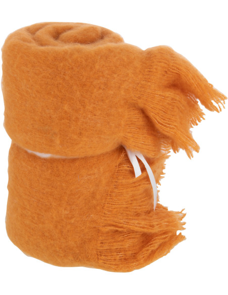 Plaid 130x180 Scarf en Polyester Orange avec franges - 1