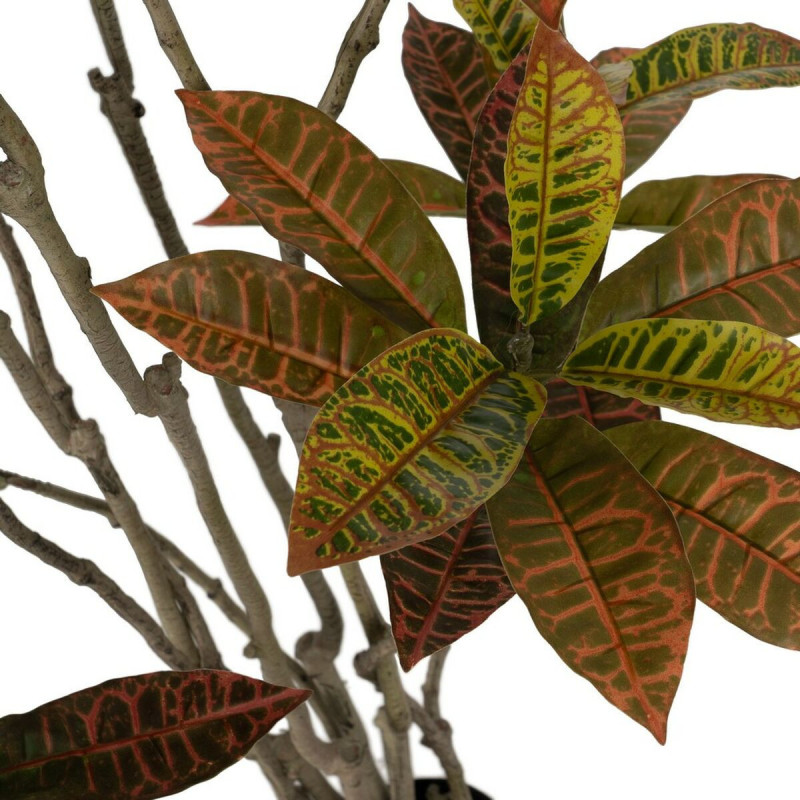 Grande Plante artificielle réaliste Croton Hauteur 150 cm en Plastique Vert Rouge - 4