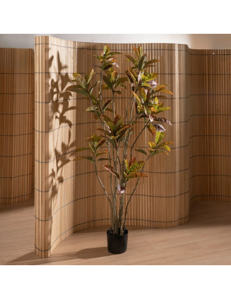 Grande Plante artificielle réaliste Croton Hauteur 150 cm en Plastique Vert Rouge - 7
