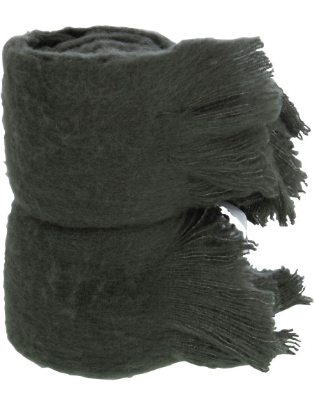 Plaid 130x180 Scarf en Polyester Gris foncé avec franges - 1