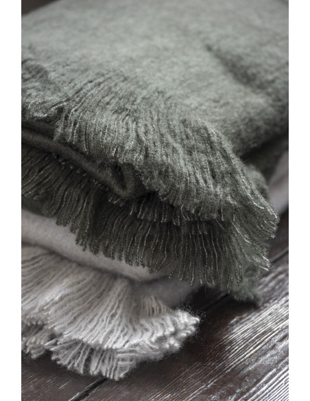 Plaid 130x180 Scarf en Polyester Gris foncé avec franges - 2