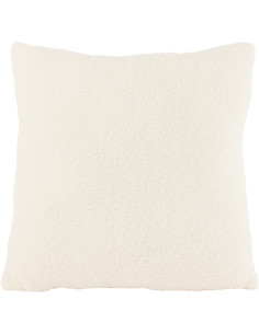 Coussin Carré Teddy 45x45 en Polyester Blanc Effet bouclette - 1