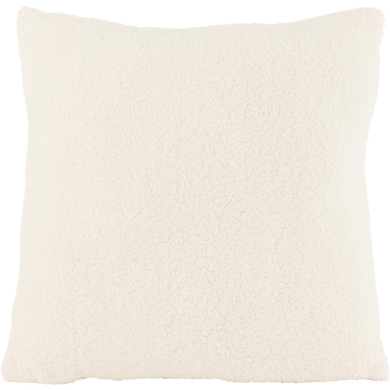 Coussin Carré Teddy 45x45 en Polyester Blanc Effet bouclette - 1