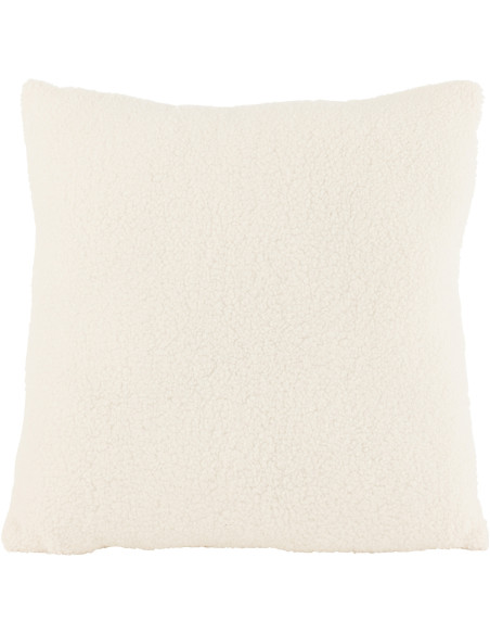 Coussin Carré Teddy 45x45 en Polyester Blanc Effet bouclette - 1
