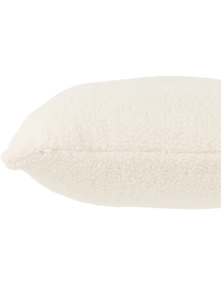 Coussin Carré Teddy 45x45 en Polyester Blanc Effet bouclette - 2