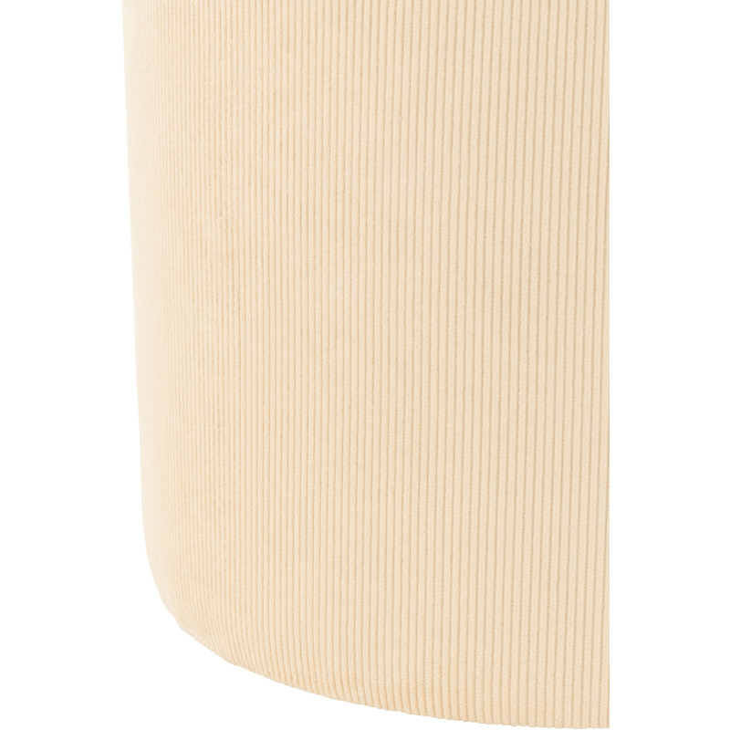 Pouf Rond Softy en Velours Crème Éponge Bois Motif côtelé - 2