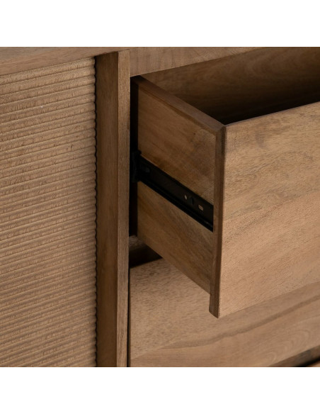 Grand Buffet haut de gamme Bas 2 portes 3 tiroirs en Bois de manguier Naturel Nyfira - 8