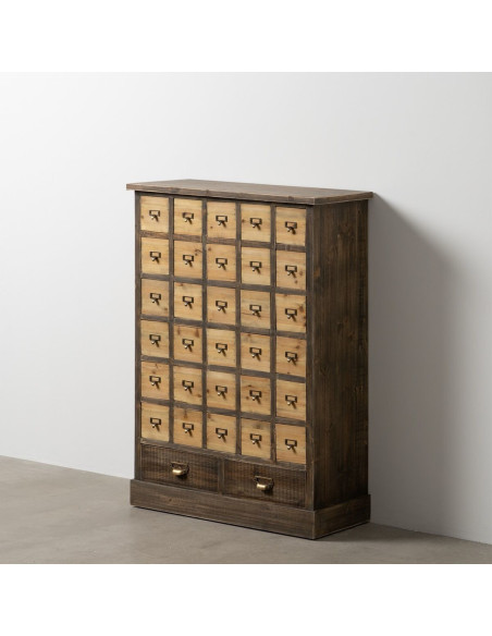 Grand Meuble d'apothicaire 32 tiroirs en Bois de sapin Marron Naturel Elron - 6