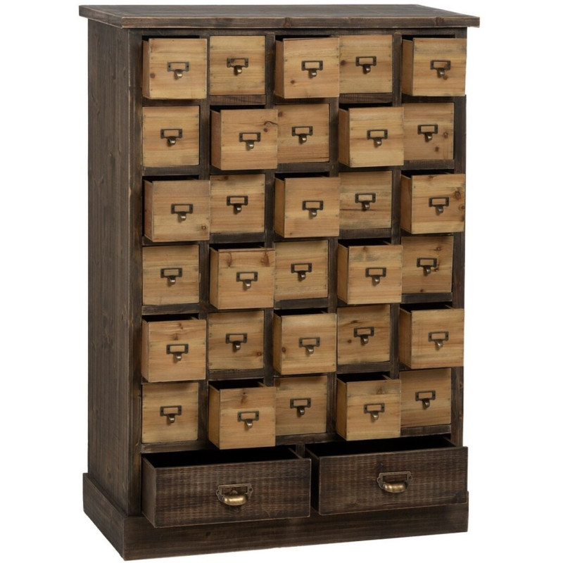 Grand Meuble d'apothicaire 32 tiroirs en Bois de sapin Marron Naturel Elron - 7