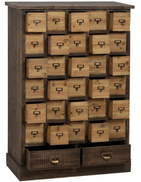 Grand Meuble d'apothicaire 32 tiroirs en Bois de sapin Marron Naturel Elron - 7