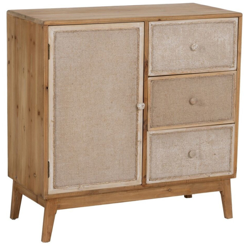 Buffet vintage Bas 1 porte 3 tiroirs en Bois de sapin Naturel Beige Gerel - 1