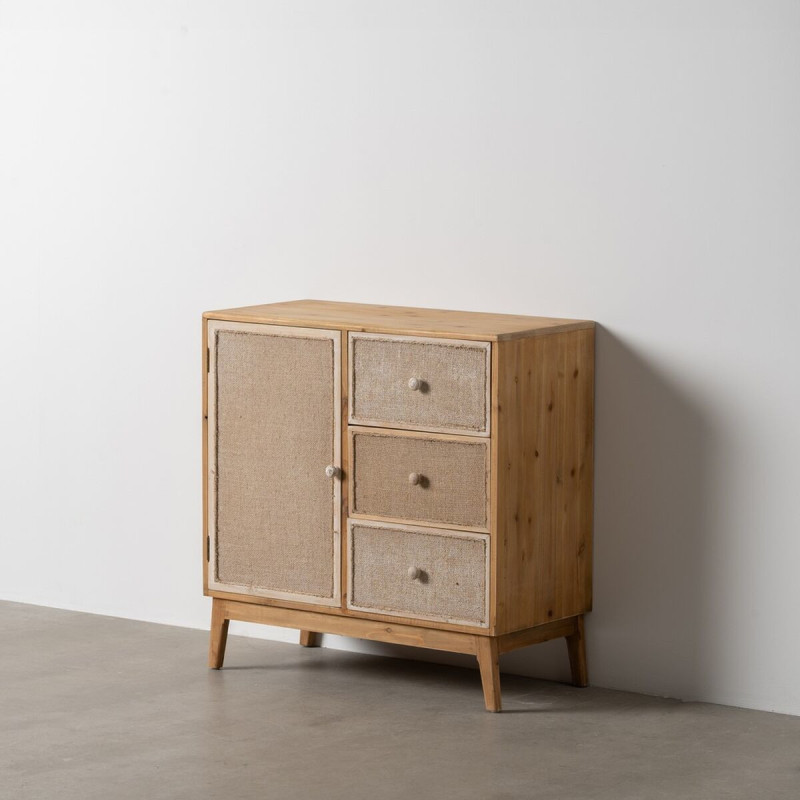 Buffet vintage Bas 1 porte 3 tiroirs en Bois de sapin Naturel Beige Gerel - 2