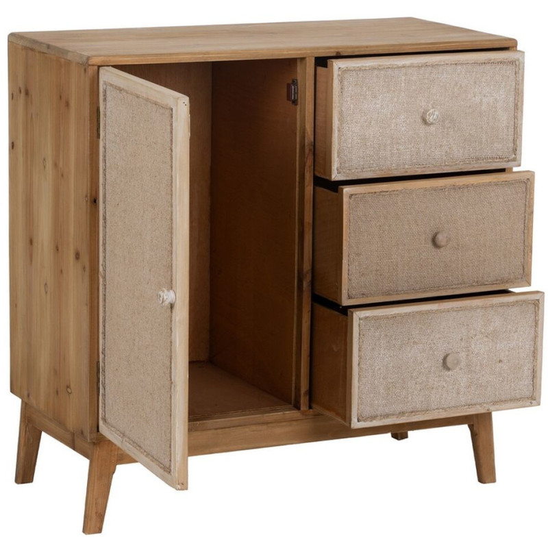 Buffet vintage Bas 1 porte 3 tiroirs en Bois de sapin Naturel Beige Gerel - 3