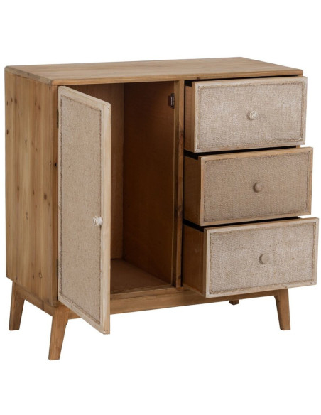 Buffet vintage Bas 1 porte 3 tiroirs en Bois de sapin Naturel Beige Gerel - 3