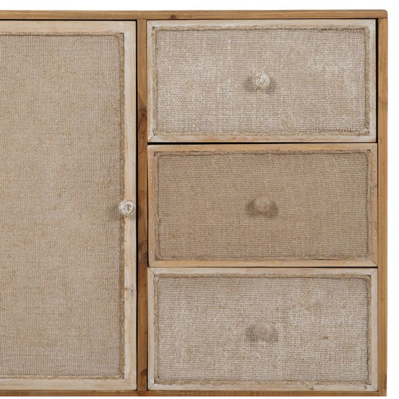 Buffet vintage Bas 1 porte 3 tiroirs en Bois de sapin Naturel Beige Gerel - 5