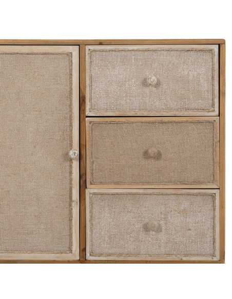 Buffet vintage Bas 1 porte 3 tiroirs en Bois de sapin Naturel Beige Gerel - 5