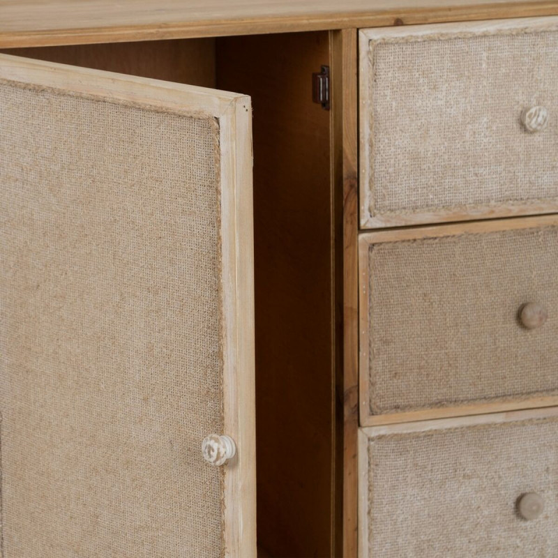 Buffet vintage Bas 1 porte 3 tiroirs en Bois de sapin Naturel Beige Gerel - 6