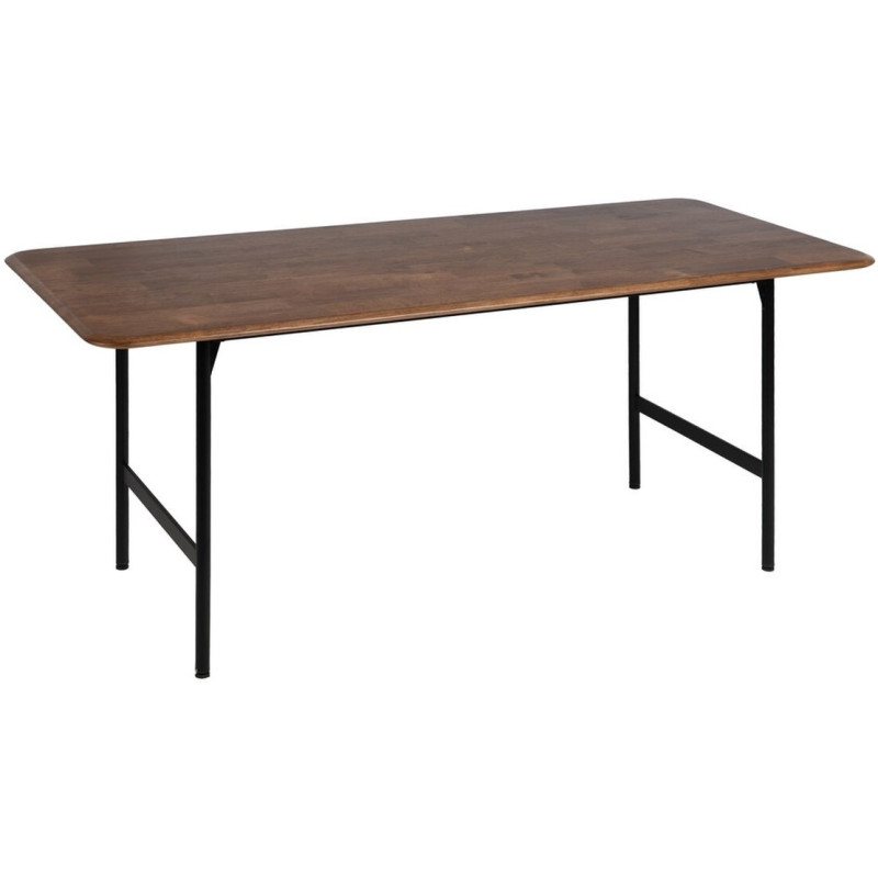 Grande Table à manger moderne Rectangulaire 6 personnes en Bois d'hévéa Marron Métal Noir Lagom - 1
