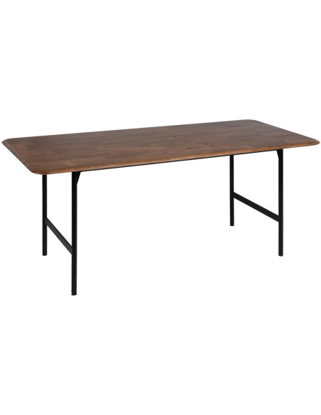 Grande Table à manger moderne Rectangulaire 6 personnes en Bois d'hévéa Marron Métal Noir Lagom - 1