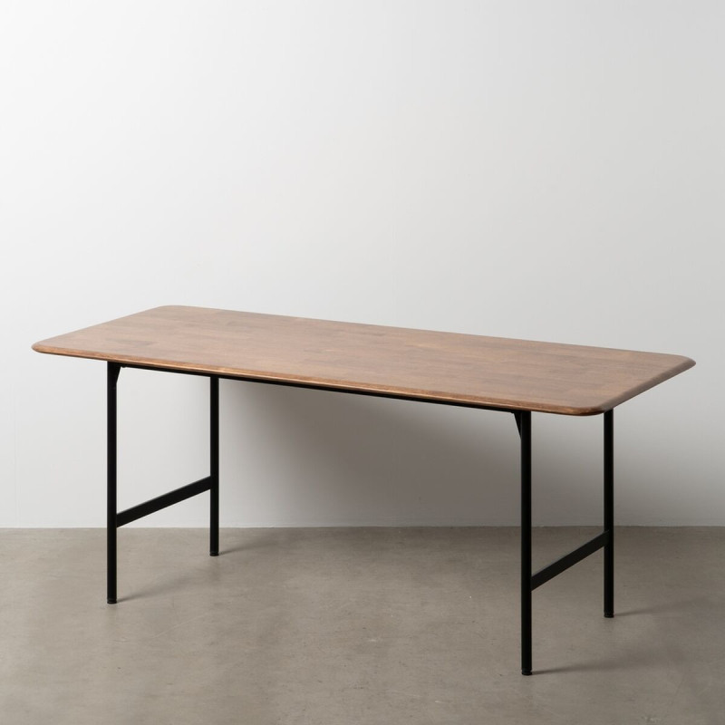 Grande Table à manger moderne Rectangulaire 6 personnes en Bois d'hévéa Marron Métal Noir Lagom - 2