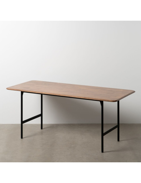 Grande Table à manger moderne Rectangulaire 6 personnes en Bois d'hévéa Marron Métal Noir Lagom - 2