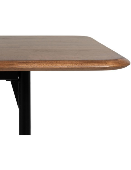 Grande Table à manger moderne Rectangulaire 6 personnes en Bois d'hévéa Marron Métal Noir Lagom - 5