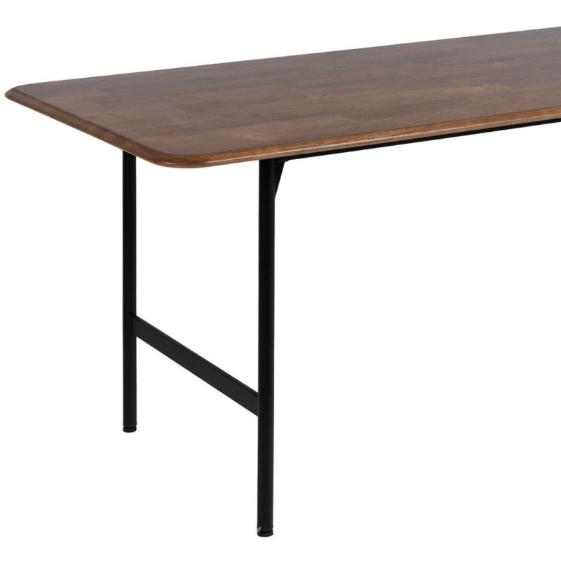 Grande Table à manger moderne Rectangulaire 6 personnes en Bois d'hévéa Marron Métal Noir Lagom - 6