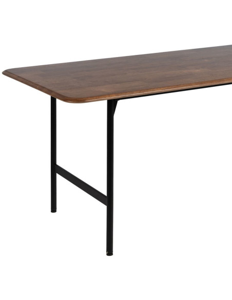 Grande Table à manger moderne Rectangulaire 6 personnes en Bois d'hévéa Marron Métal Noir Lagom - 6