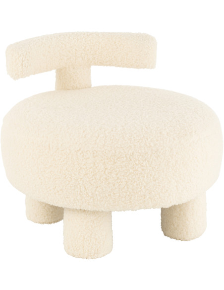 Fauteuil Pouf Sweet en Velours Blanc - 1