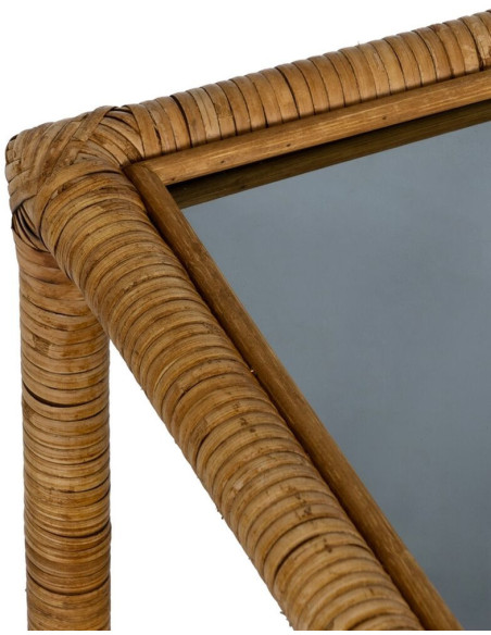 Table basse vintage Rectangulaire 1 étagère en Rotin Naturel Verre Rattan - 3