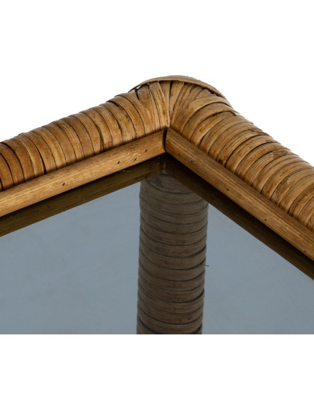 Table basse vintage Rectangulaire 1 étagère en Rotin Naturel Verre Rattan - 4