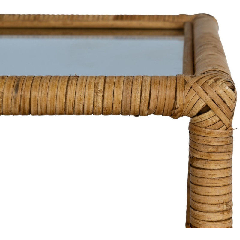 Table basse vintage Rectangulaire 1 étagère en Rotin Naturel Verre Rattan - 5