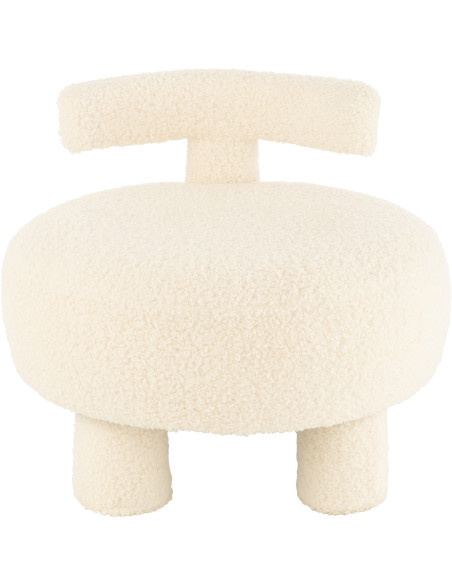 Fauteuil Pouf Sweet en Velours Blanc - 2