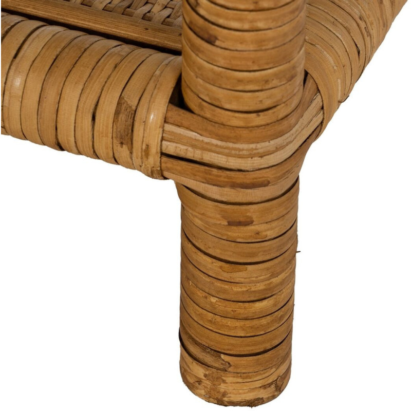 Table basse vintage Rectangulaire 1 étagère en Rotin Naturel Verre Rattan - 7