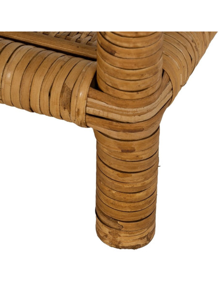 Table basse vintage Rectangulaire 1 étagère en Rotin Naturel Verre Rattan - 7