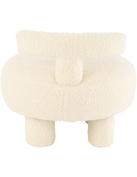 Fauteuil Pouf Sweet en Velours Blanc - 4