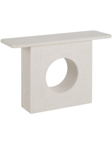 Console minimaliste Rectangulaire en Bois Blanc Effet rugueux Wilma - 1