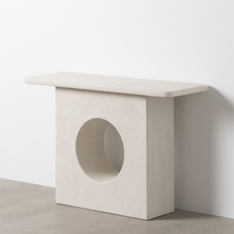Console minimaliste Rectangulaire en Bois Blanc Effet rugueux Wilma - 2